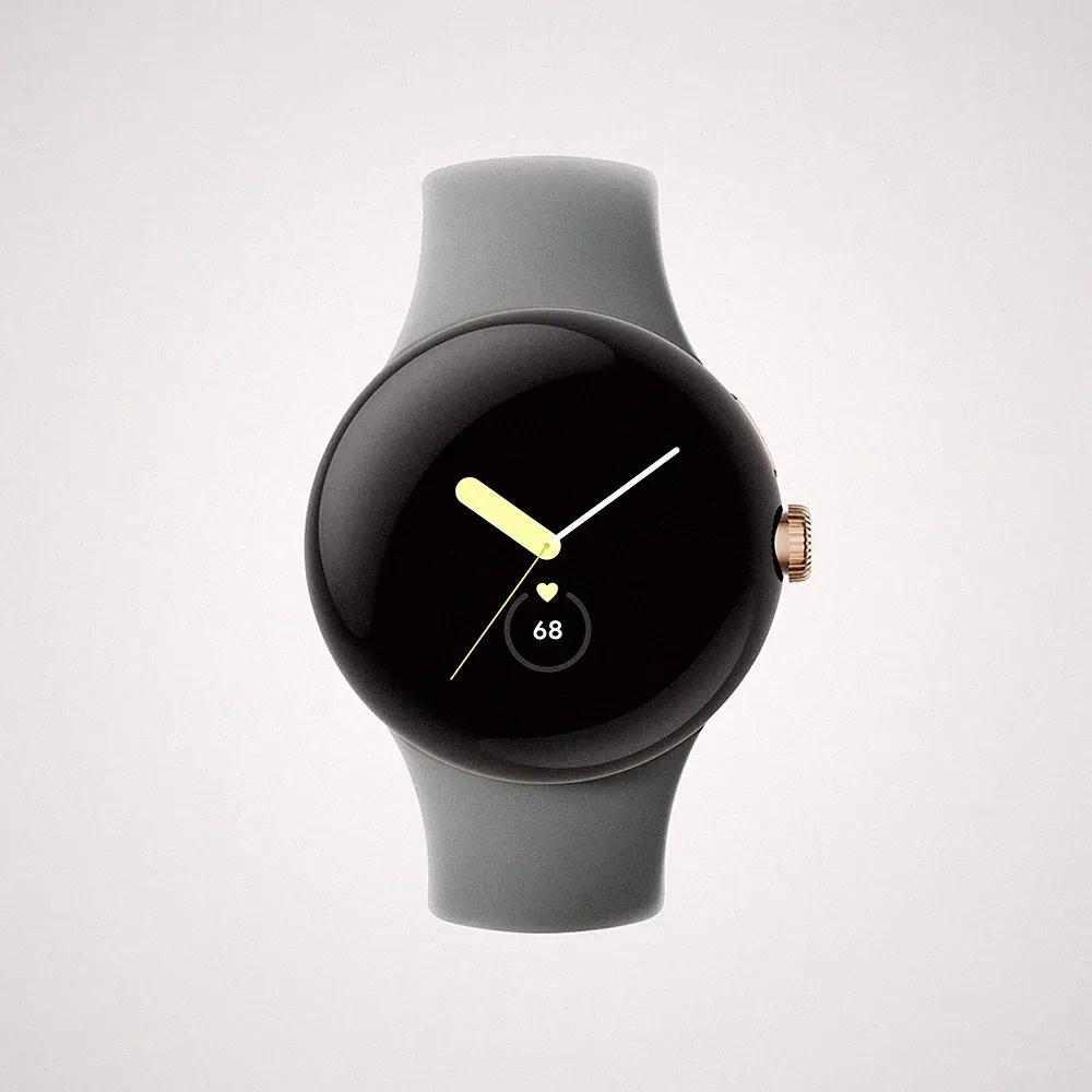 GOOGLE Pixel Watch LTE Smartwatch Edelstahl Fluorkautschuk, 130–210 mm, Champagn