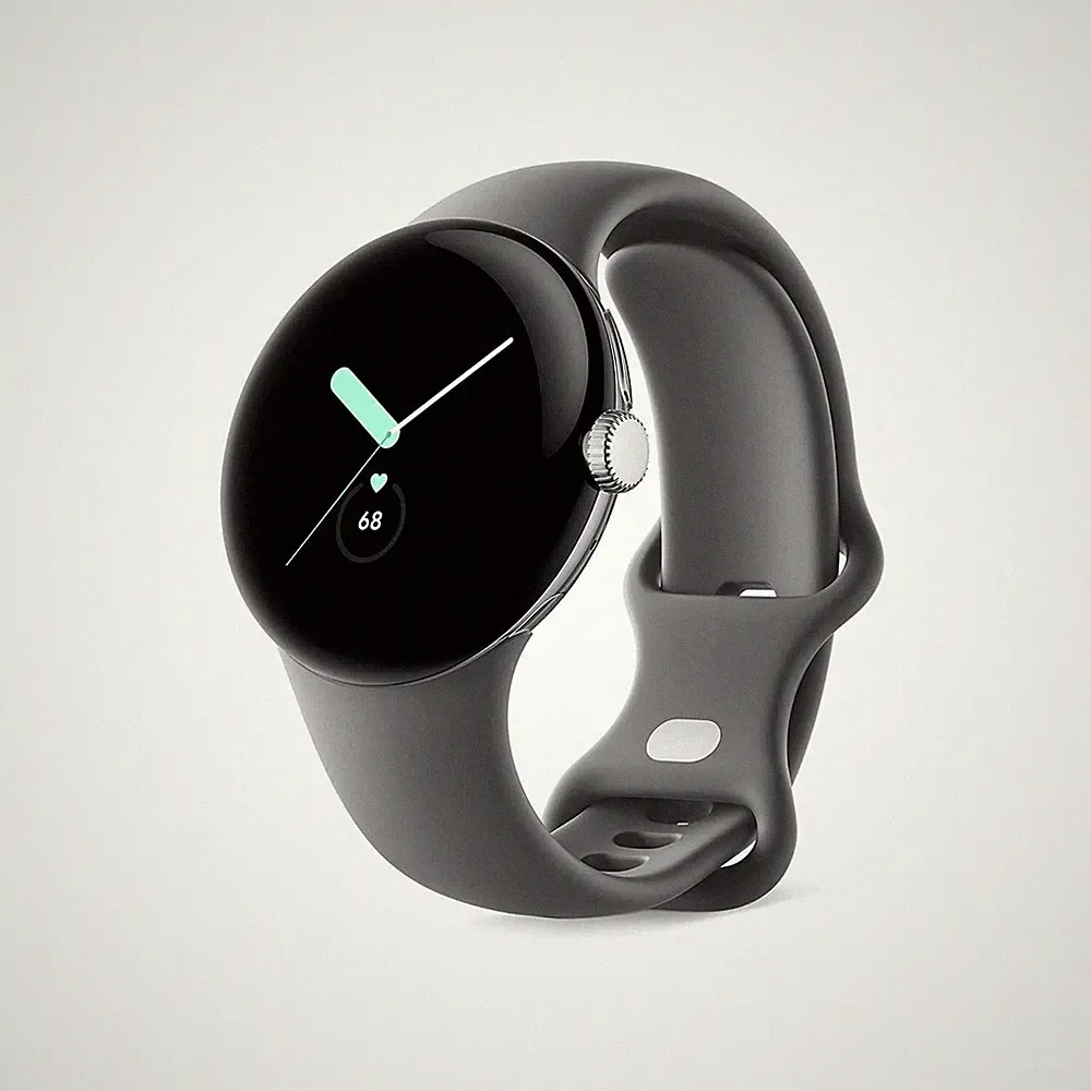 Google Pixel Watch (Wi-Fi) - 41mm in Polished Silver mit Sportarmband in