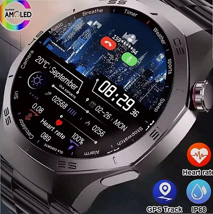 GPS NFC GT5 Pro Smart Watch HD AMOLED Bildschirm Bluetooth Anruf Wasserdich Neu