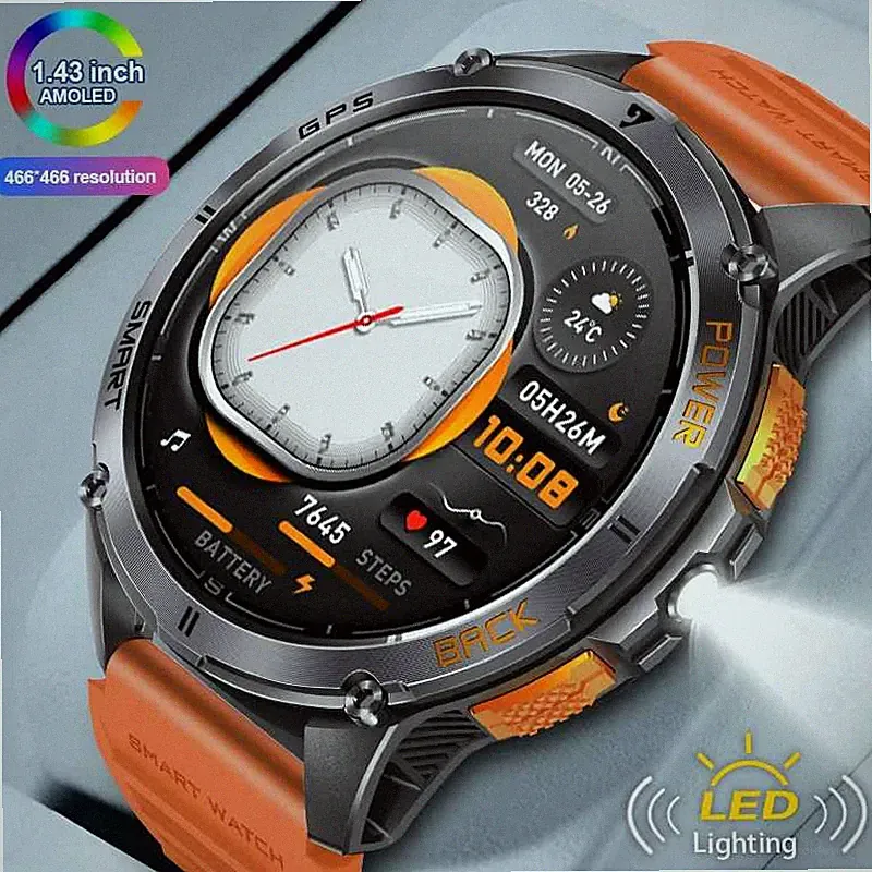 GPS Smartwatch 2025 - AMOLED Display / integriertes GPS / Telefonanrufe möglich