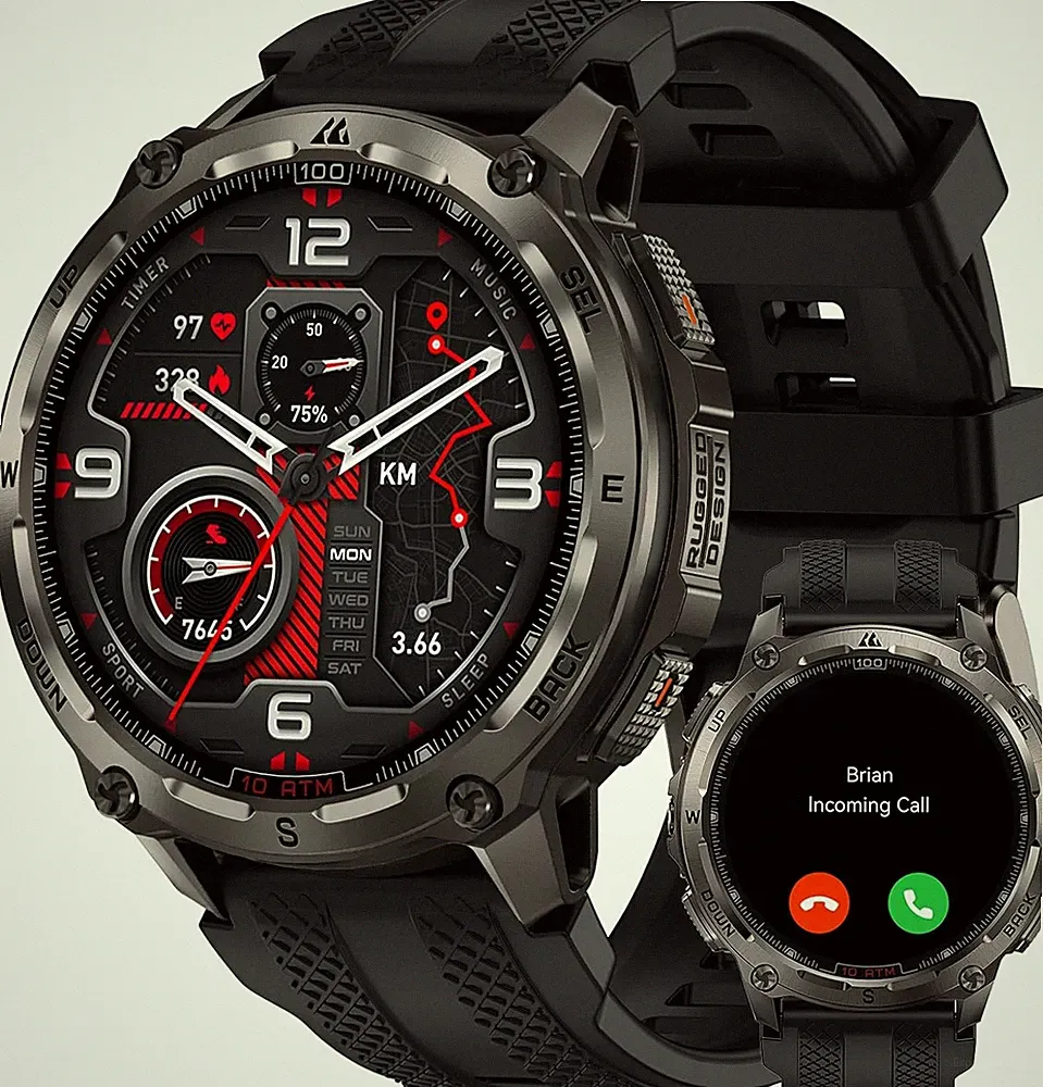 GPS Smartwatch Herren Outdoor Fitnessuhr 10 ATM wasserdicht 50 Tage Akku Sport