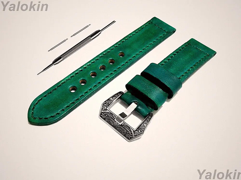 Grün Gebürstet Leder Band Armband für Garmin Venu X1 Fitness Smartwatch -B24