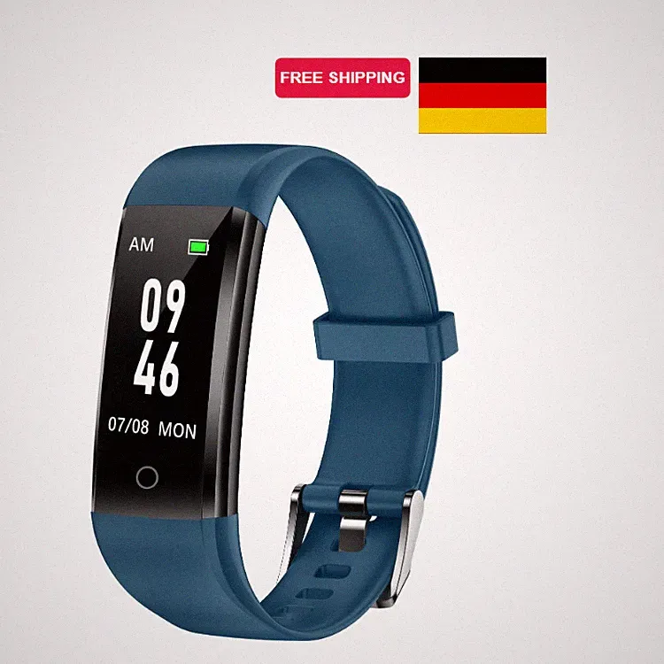 GRV Schrittzähler Uhr Ohne App für Damen Herren Kinder – Fitness Tracker Blau