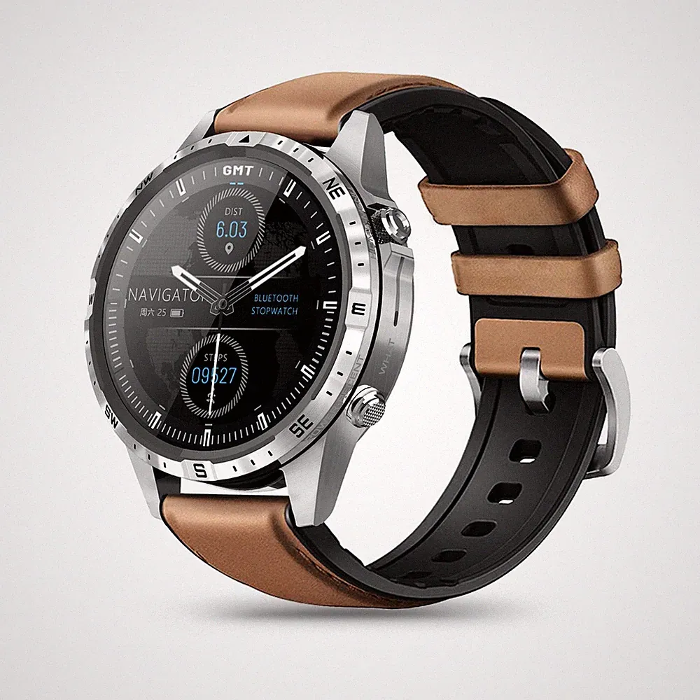 GT45 Smartwatch kunstleder Armband – Multisensor Uhr mit AI-Sprachsteuerung