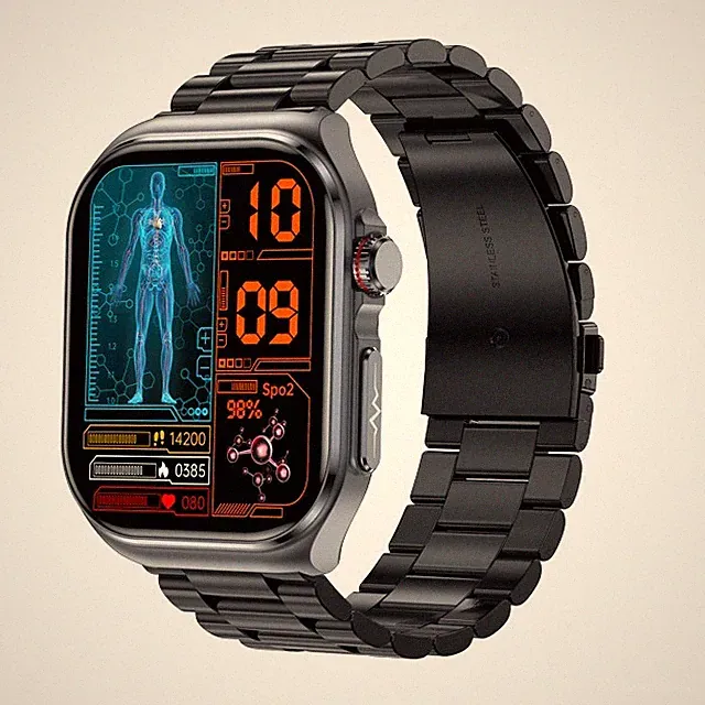 GT585 Smartwatch mit Edelstahlarmband – AMOLED Display & Fitness-Tracking
