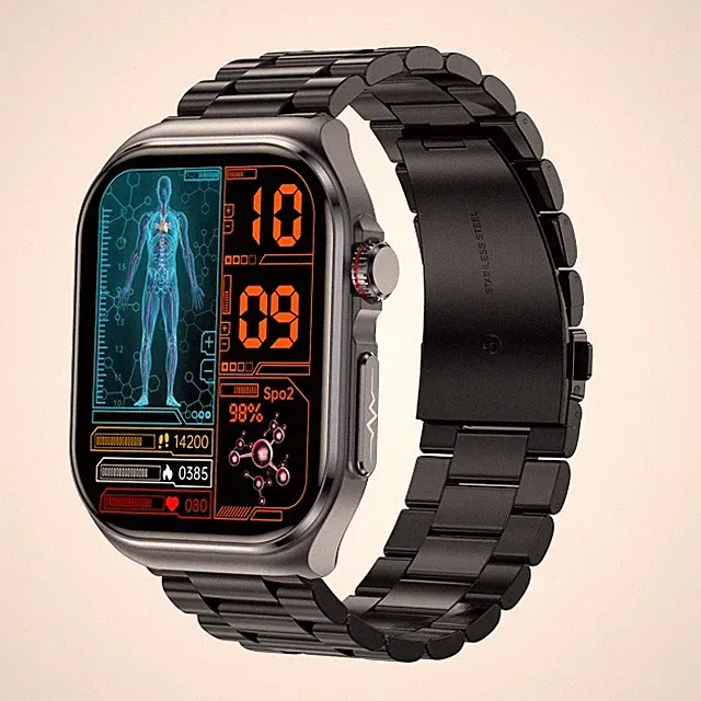 GT585 Smartwatch mit Edelstahlarmband – AMOLED Display & Fitness-Tracking