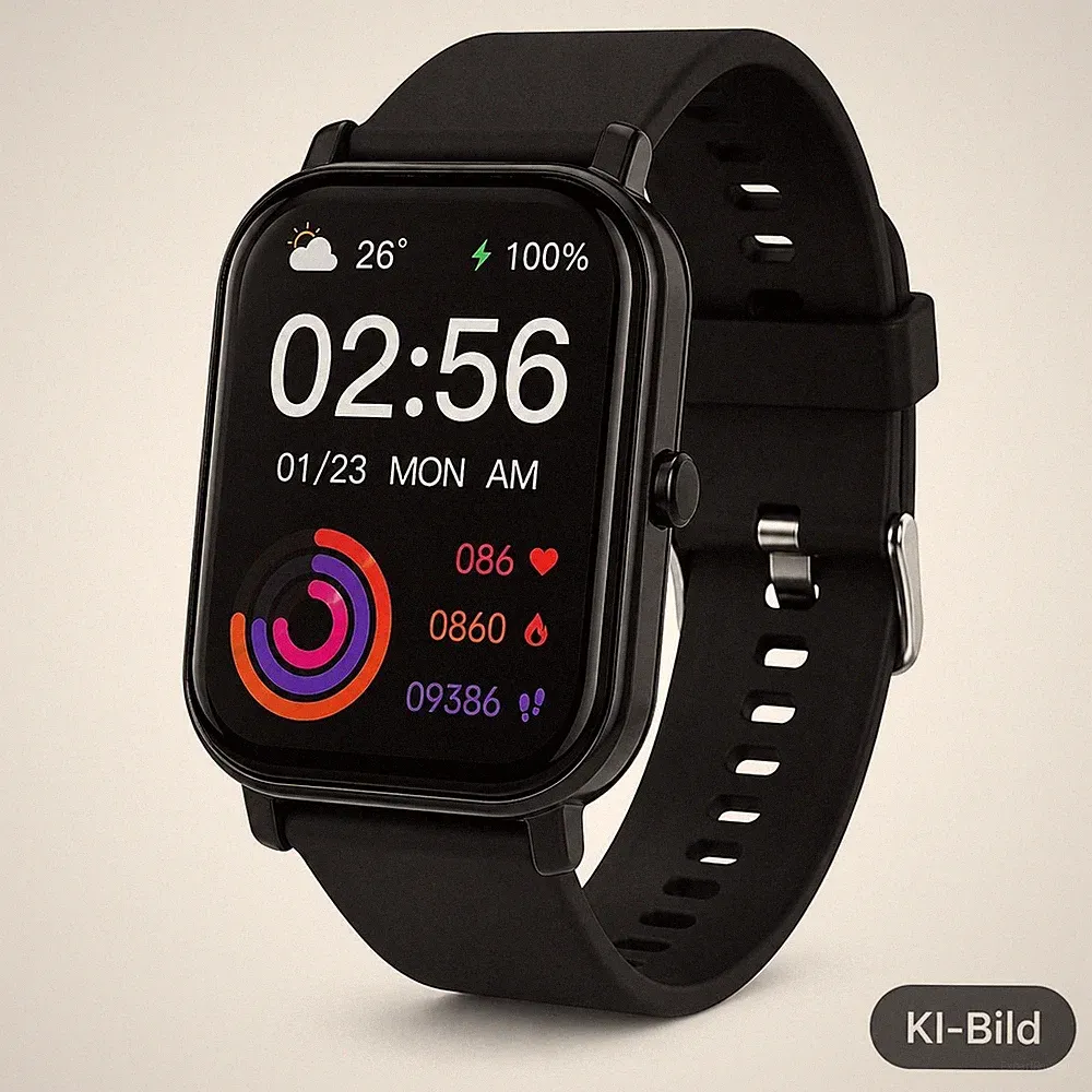 GW22 Smartwatch Bluetooth Telefonie Fitnessuhr IP67 Touchscreen Schwarz App