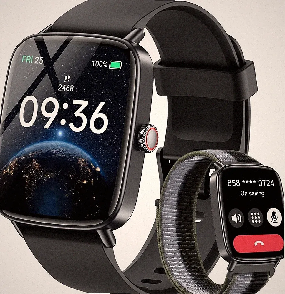 Gydom Smartwatch Herren Mit Telefonfunktion 1.85" HD 2 Armbänder Fitnessuhr Fitn