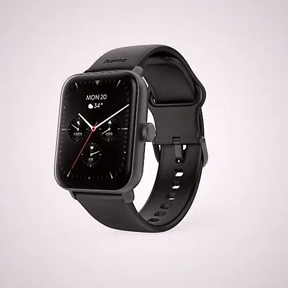 Hama 178619 6010 Digital Smartwatch Quadratisch IP68 Schwarz