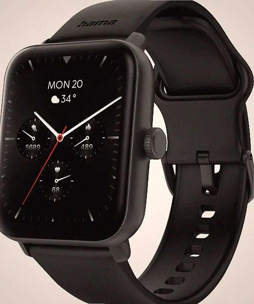 Hama 178619 Smartwatch 6010 schwarz 1,65 Zoll GPS Puls SPO2 Schlaf 168h Akku