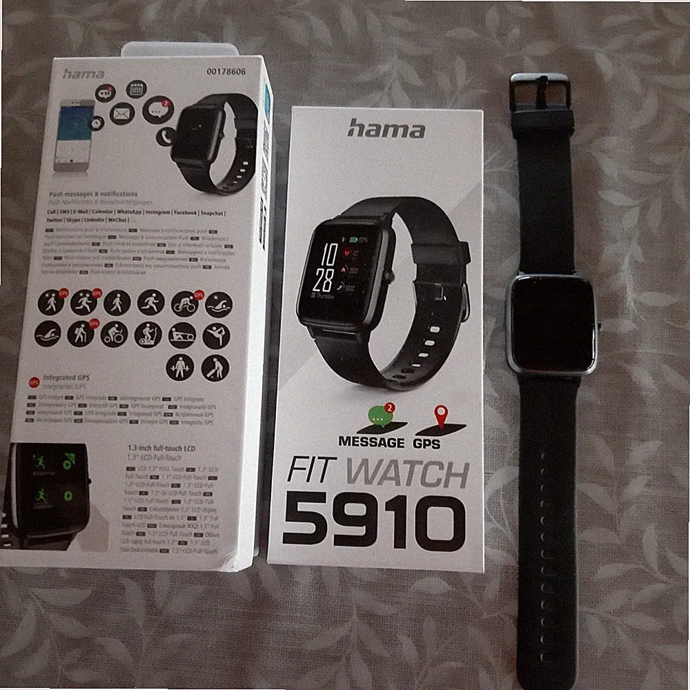 Hama Fit Watch 5910 Smartwatch, Wasserdicht, GPS, Schwarz