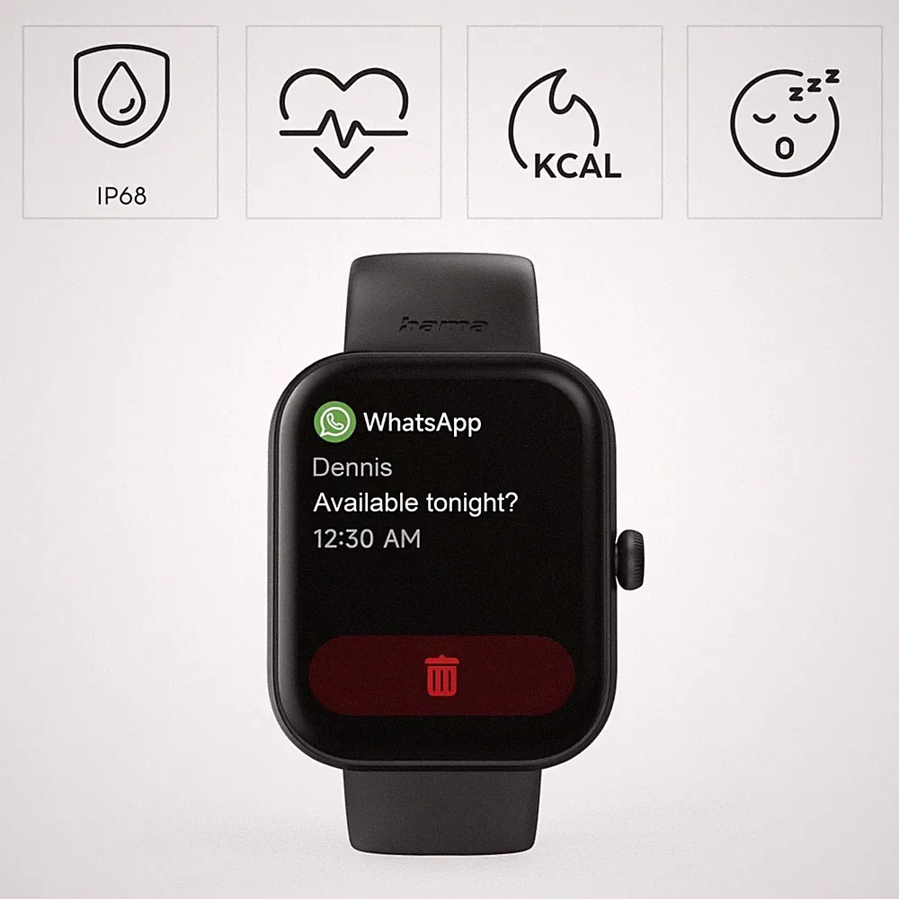 Hama Smartwatch 5000 SW Watch Fit Tracker Telefonfunktion Bluetooth Wasserdicht