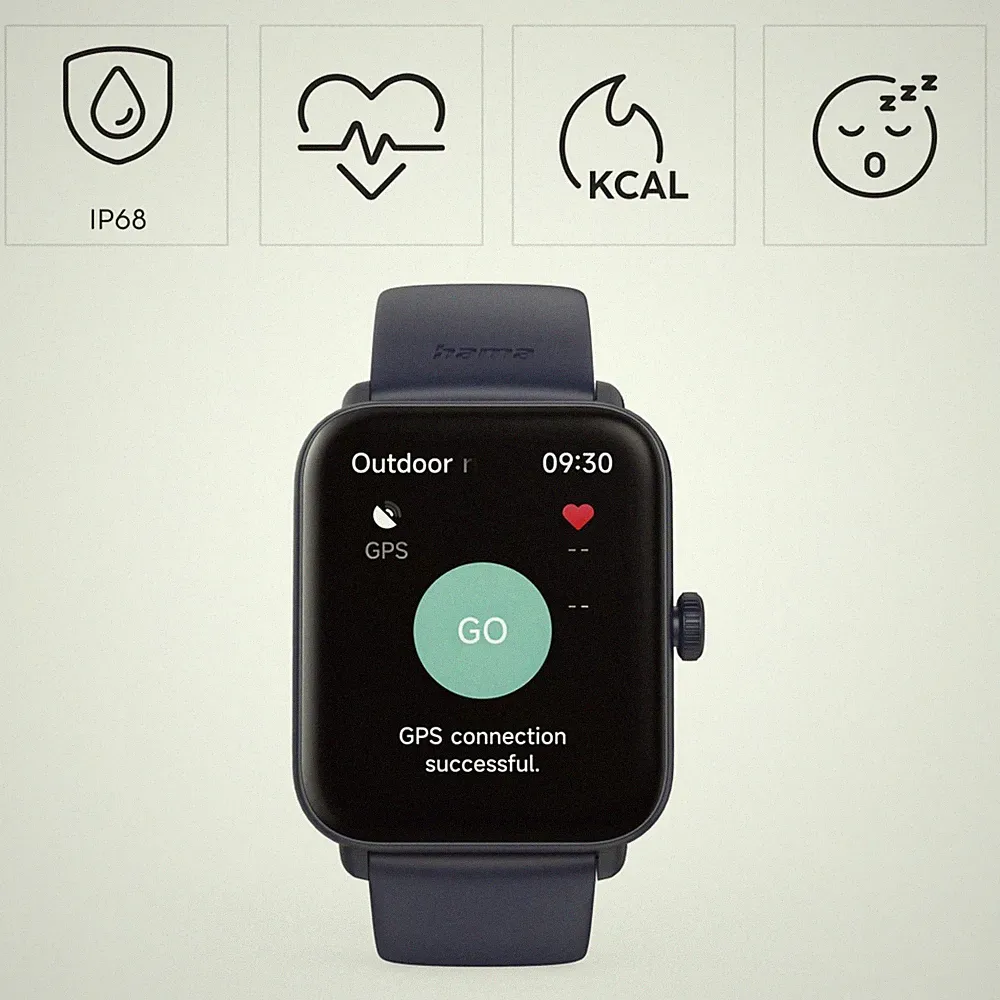 Hama Smartwatch 6010 Watch Fit Tracker Telefonfunktion Bluetooth Wasserdicht GPS