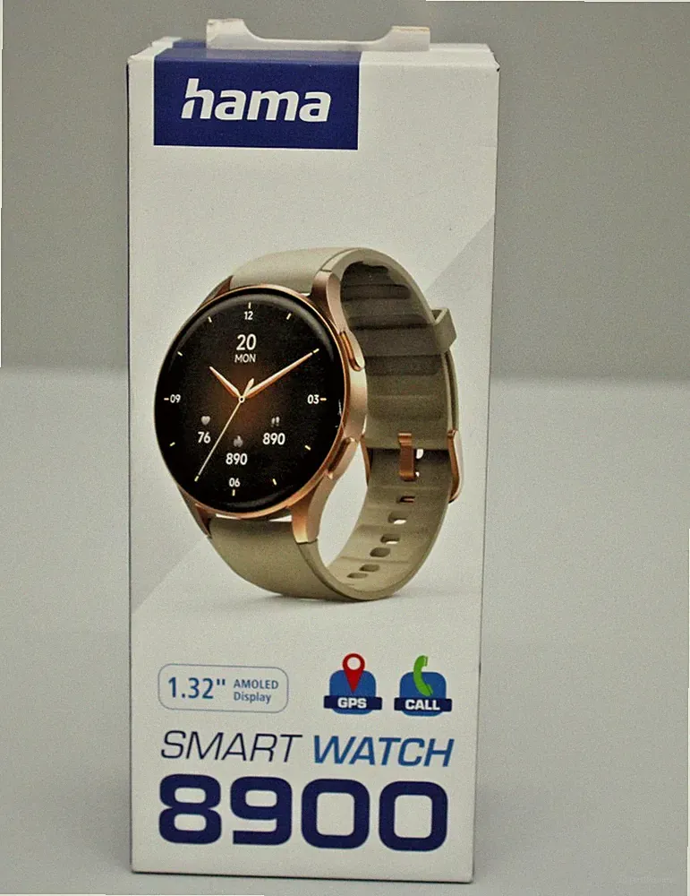 Hama Smartwatch 8900 3,3 cm (1.3") AMOLED 42 mm Digital 466 Touchscreen Gold GPS