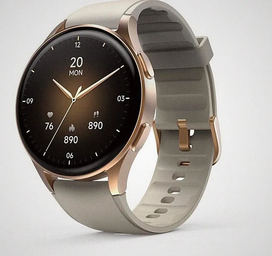 HAMA Smartwatch 8900, GPS, AMOLED 1,3 Zoll, Telefonfunktion, Alexa, Gold/Beige