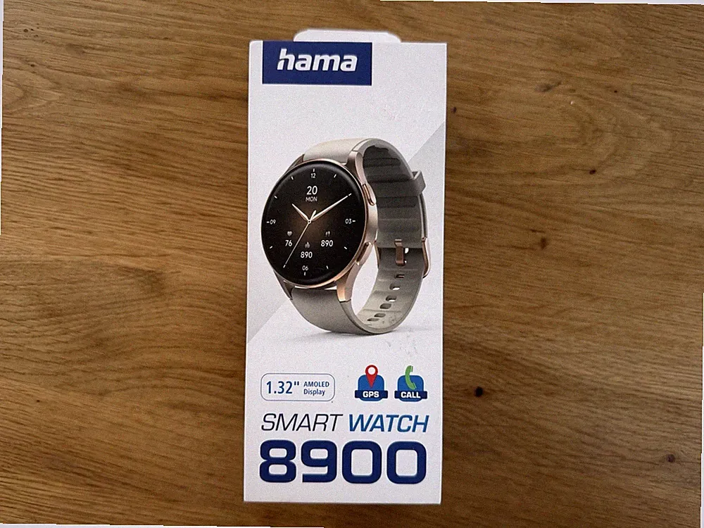 HAMA Smartwatch 8900, GPS, AMOLED 1,3 Zoll, Telefonfunktion, Alexa, Gold/Beige