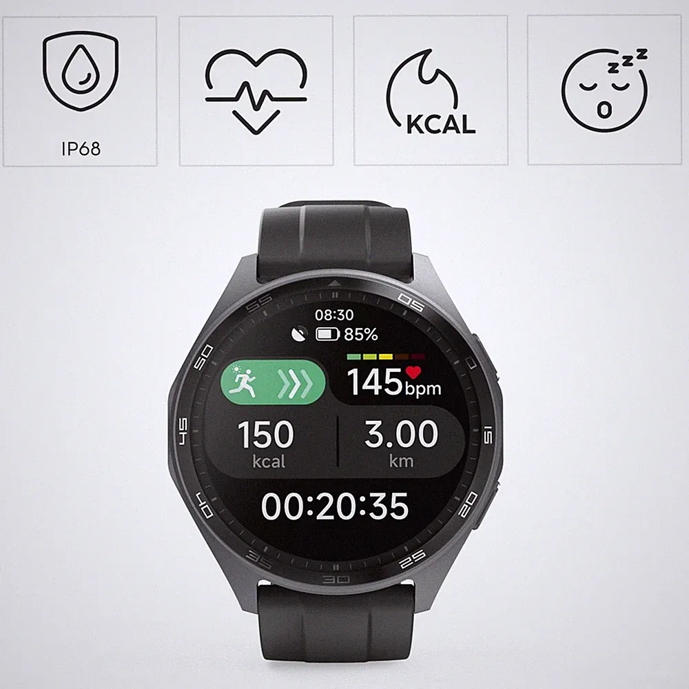 Hama Smartwatch Bluetooth GPS Telefon-Call Wasserdicht 1,43” AMOLED Herzfrequenz
