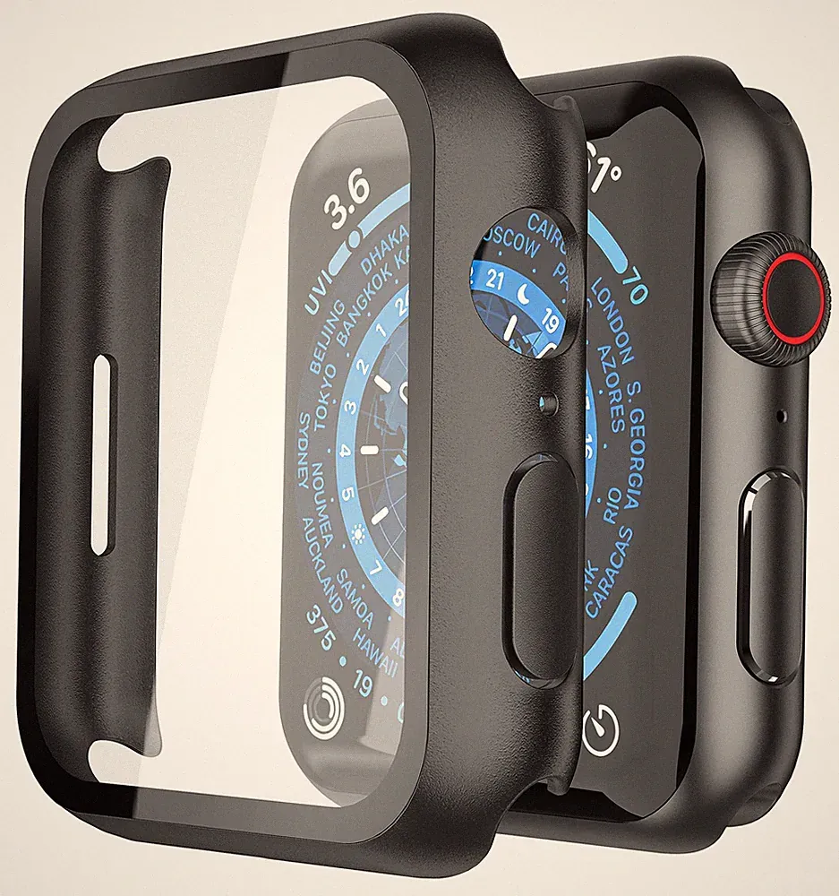Hard Hülle mit Glas Displayschutz Kompatibel mit Apple Watch Series 9/8/7 41mm
