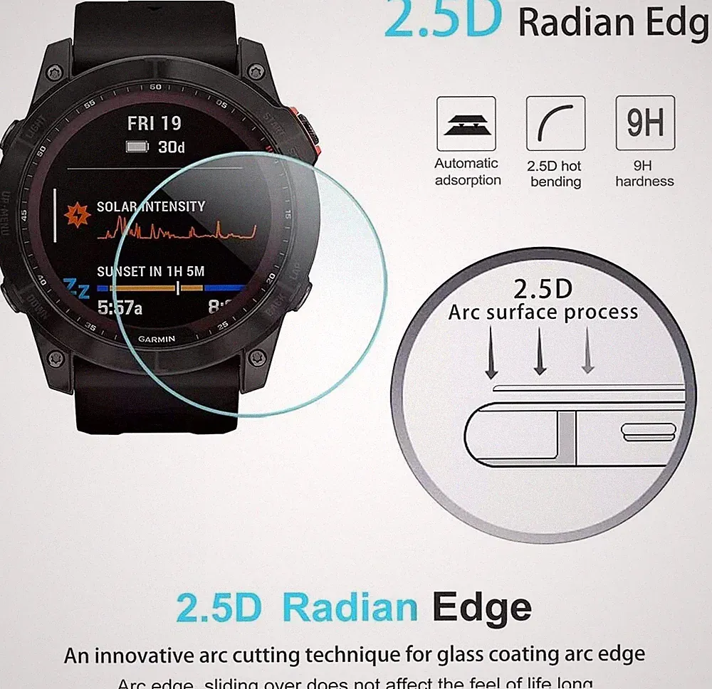 Hartglas Displayschutzfolie Folie Rund Smart Watch Face für GARMIN Samsung
