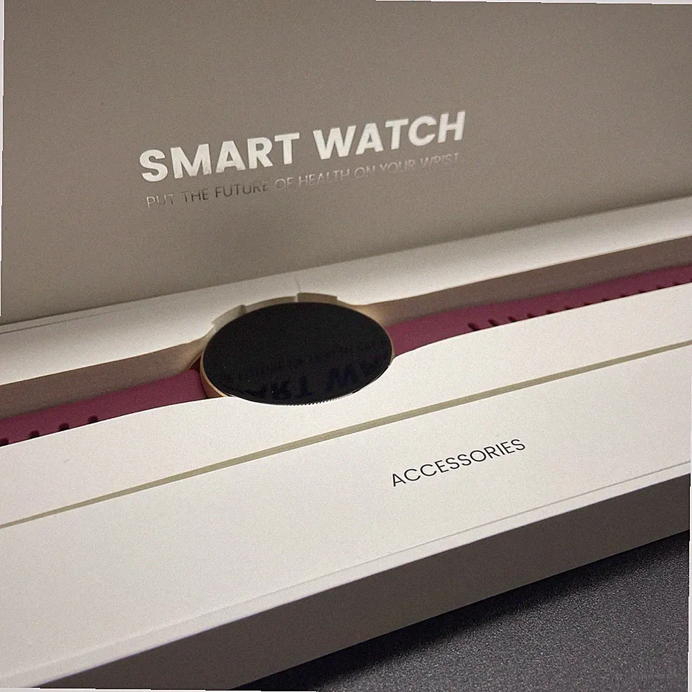 HASAKEI S53 Smartwatch Damen Bordeauxrot 1.39" Anruf Puls SpO2 IP68
