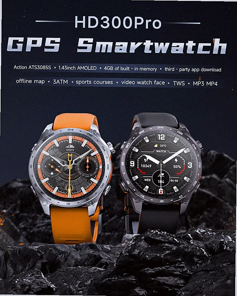 HD300 Pro AMOLED Smartwatch 1,43" | GPS | 4 GB RAM | 530 mAh | 3 ATM | Wear Joy