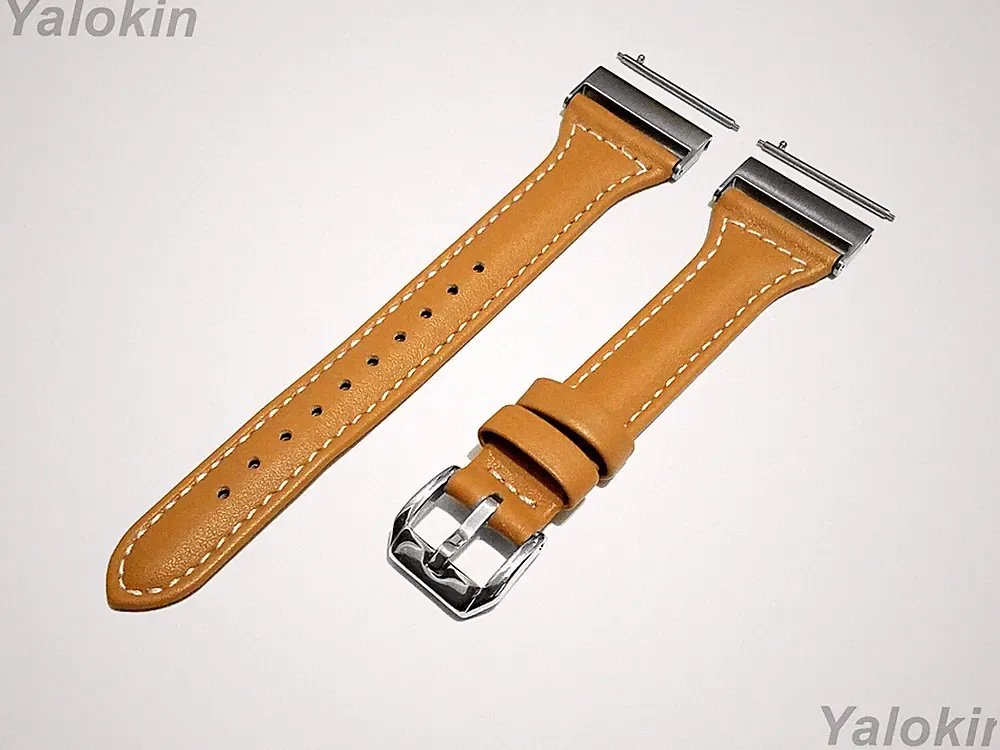 Hellbraun Dünn Leder Band für Garmin Venu X1 Fitness Smartwatch -A24B22