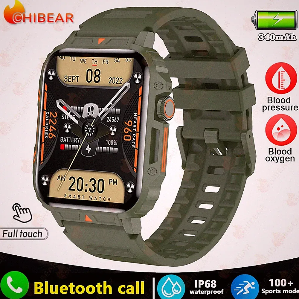 Herren Outdoor Militär Smartwatch 195 Zoll GPS mit AI Stimme Wetter Sport Modi