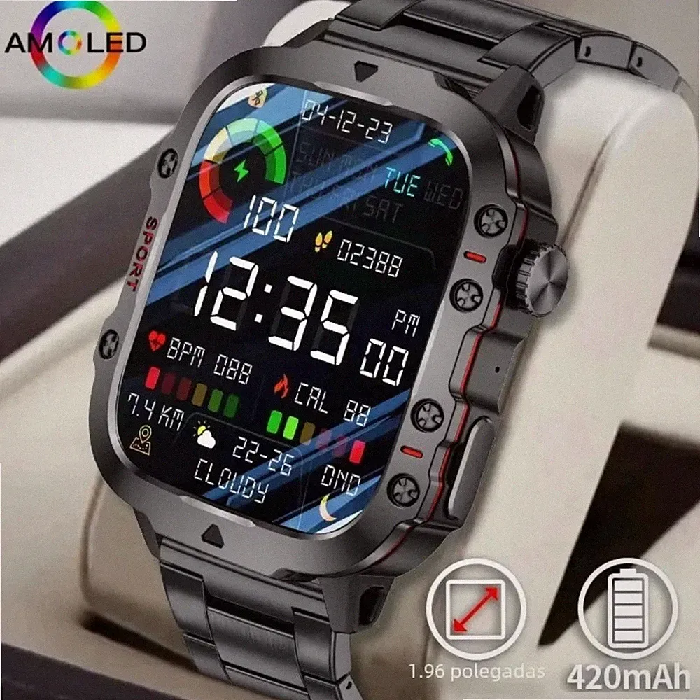 Herren Outdoor Smartwatch Militär, HD-Touchscreen, Bluetooth & Sprachfunktion