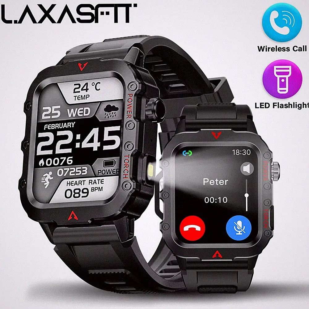 Herren Smart Watch 1,71" Bluetooth Anruf Blut Sauerstoff Sport Fitness Uhr