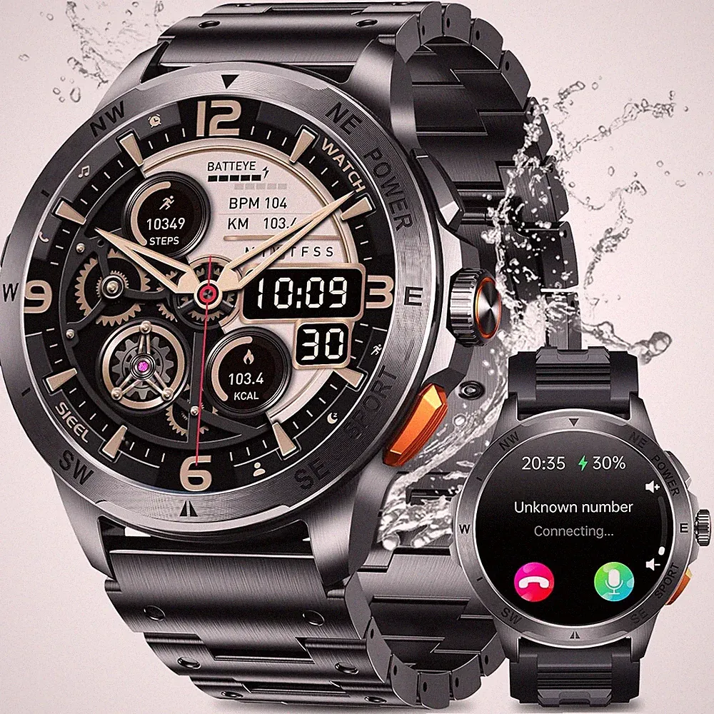 Herren Smartwatch 1,43 Zoll AMOLED Fitnessuhr Bluetooth Herzfrequenz SpO