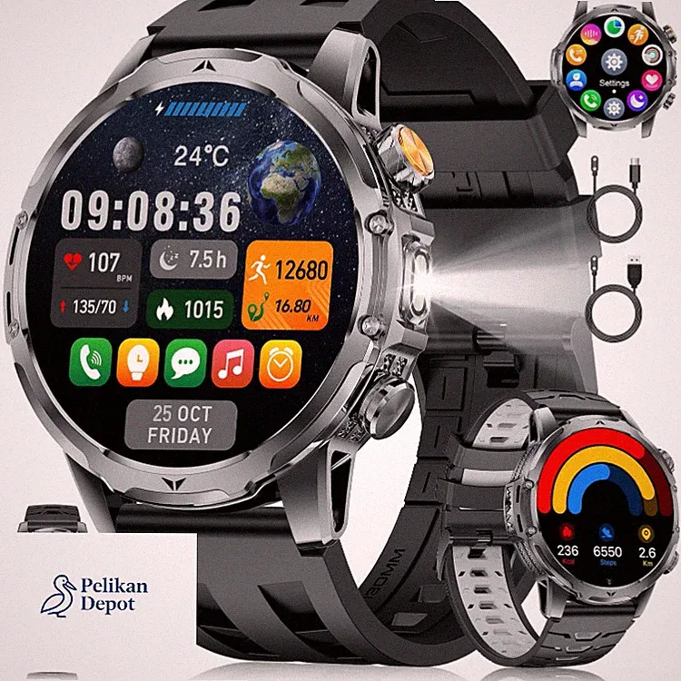 Herren Smartwatch 1,53 Zoll HD Militärstil 24