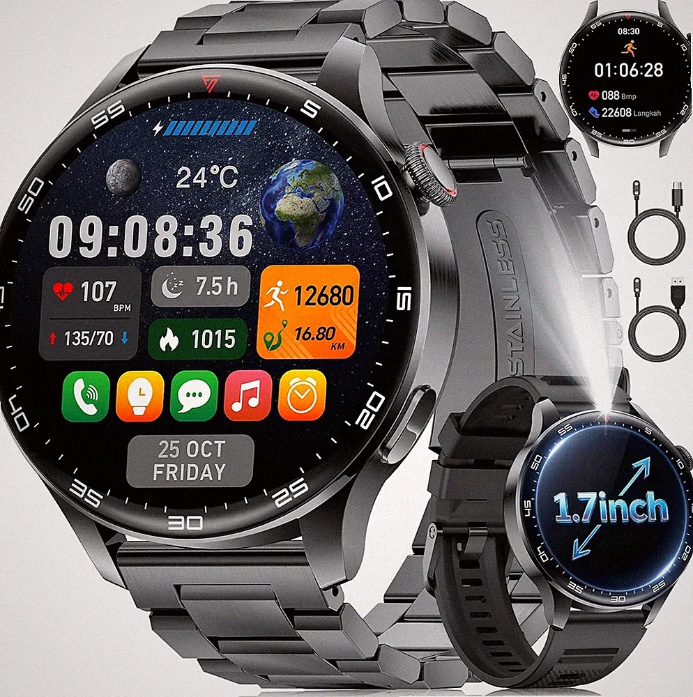 Herren Smartwatch 2026 1,7 Zoll HD Langhaltender Akku Ultra Robust Langlebig