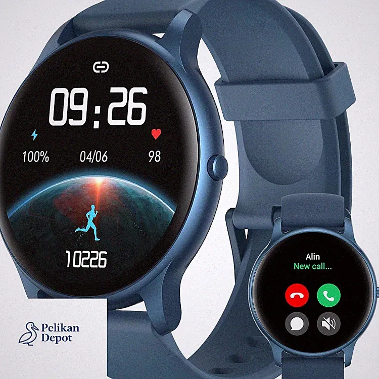 Herren Smartwatch Blau 100 Sportmodi Schrittzähler Herz