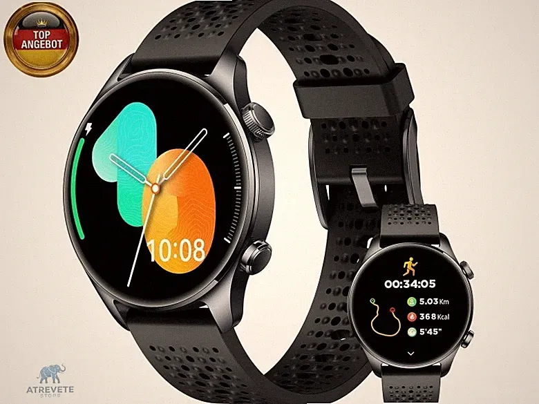 Herren-Smartwatch mit GPS, 30m wasserdicht, Kompatibel mit Android und iOS