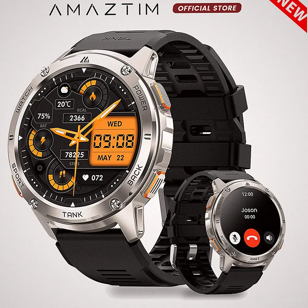 HIDAMEL TANK T3 Smartwatch Herren 500mAh Akku 5ATM Wasserdicht AMOLED-Display