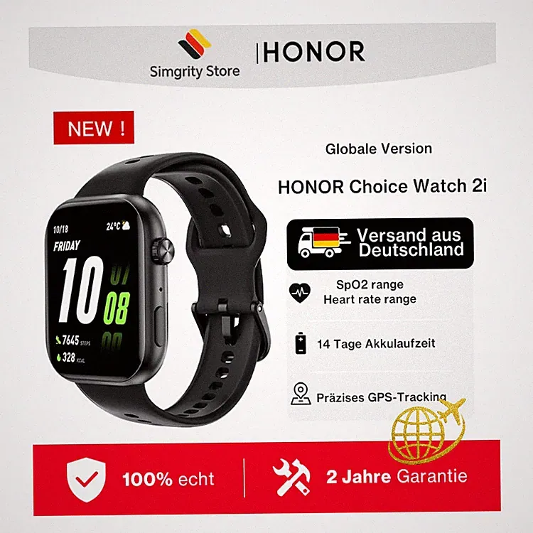 HONOR Choice Watch 2i, Smart Watch Bluetooth Calling, 1,85 Zoll AMOLED, 14 Tage