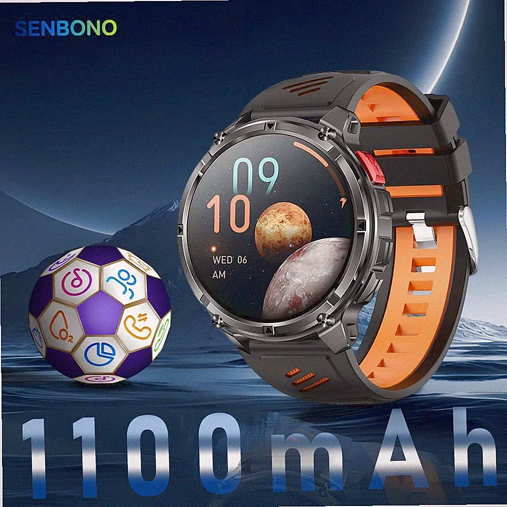 HT33 Smartwatch mit 1100 mAh Akku Bluetooth-Telefon IP68 Fitness & Gesundheit
