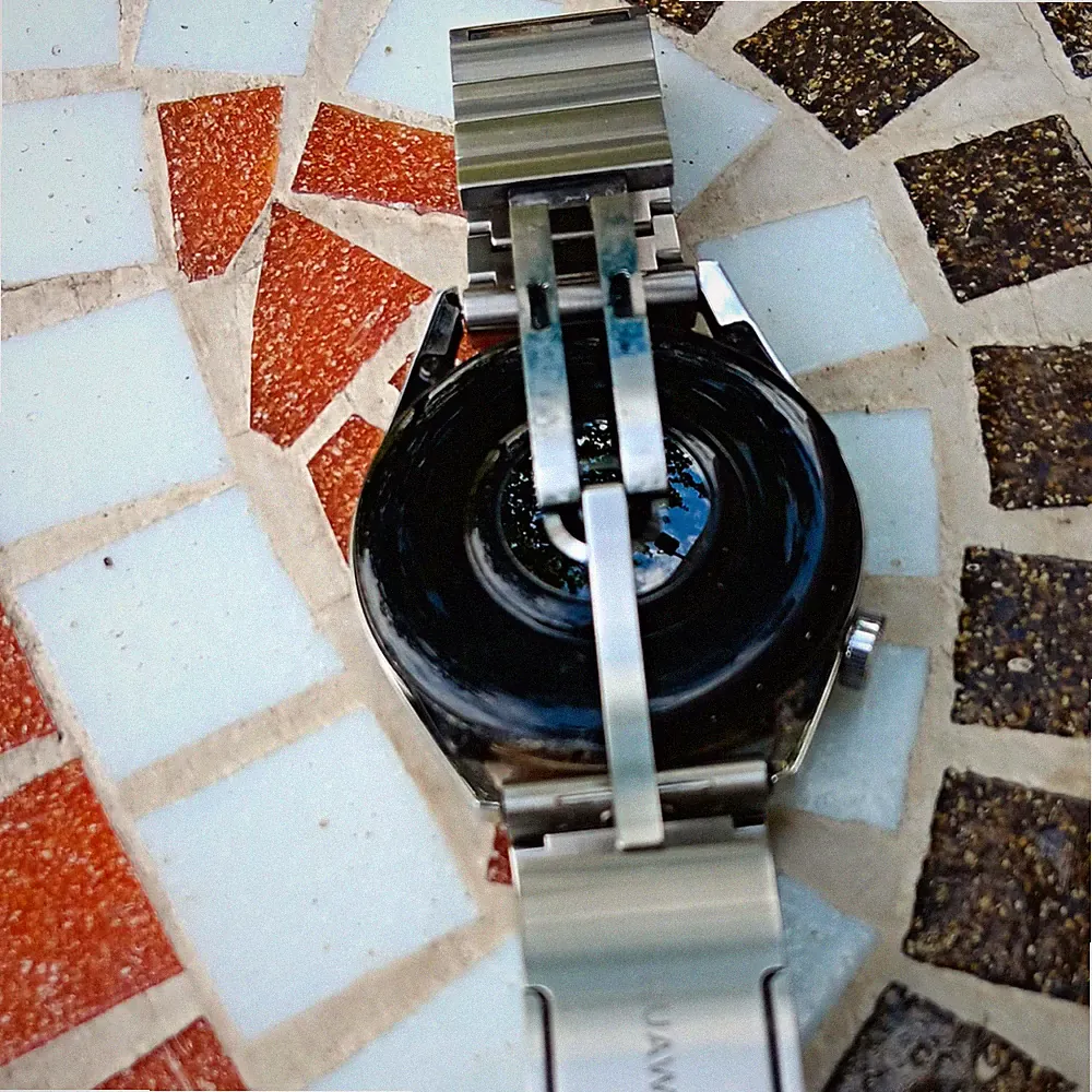 Huawei Smartwatch rund Edelstahlarmband silber 30 mm kompatibel iOS