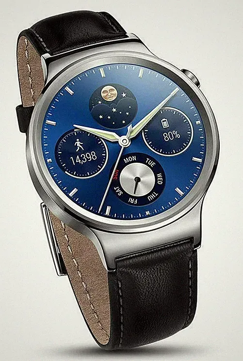 Huawei Watch (1. Generation) 115016 Android Wear Smartwatch Silber Schwarz