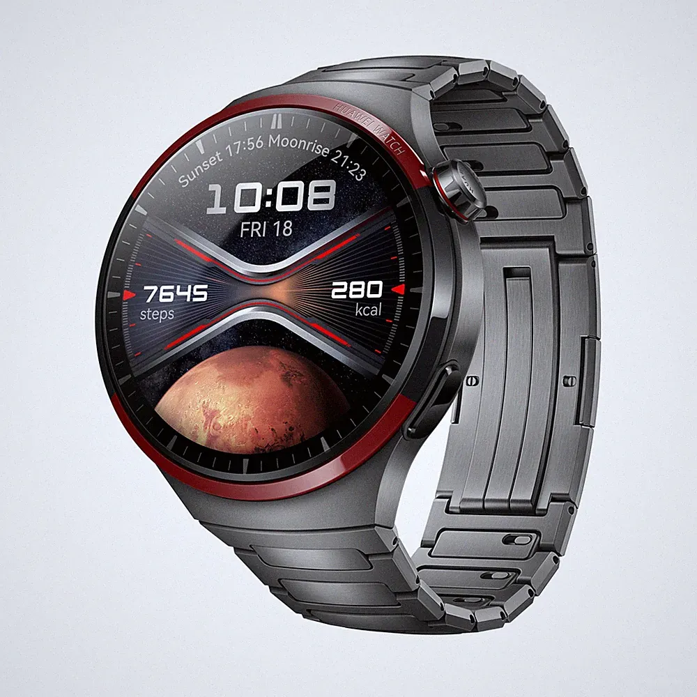 Huawei Watch 4 Pro Space Edition Schwarz/Rot (Medes-L19MN),38mm Titanium Strap