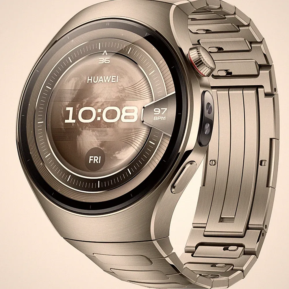 Huawei Watch 5 Titanarmband 46 mm Smartwatch titan 1,5 Zoll AMOLED-Display WLAN