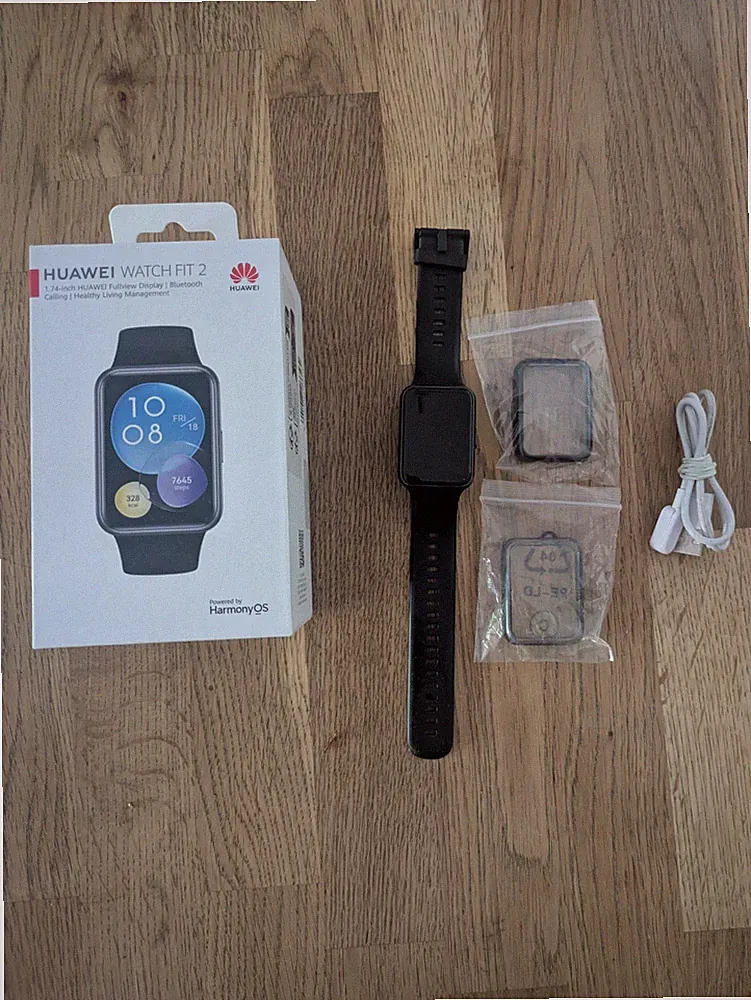 HUAWEI Watch Fit 2 Active Smartwatch schwarz 1,74"-Display GPS Schutzhüllen OVP