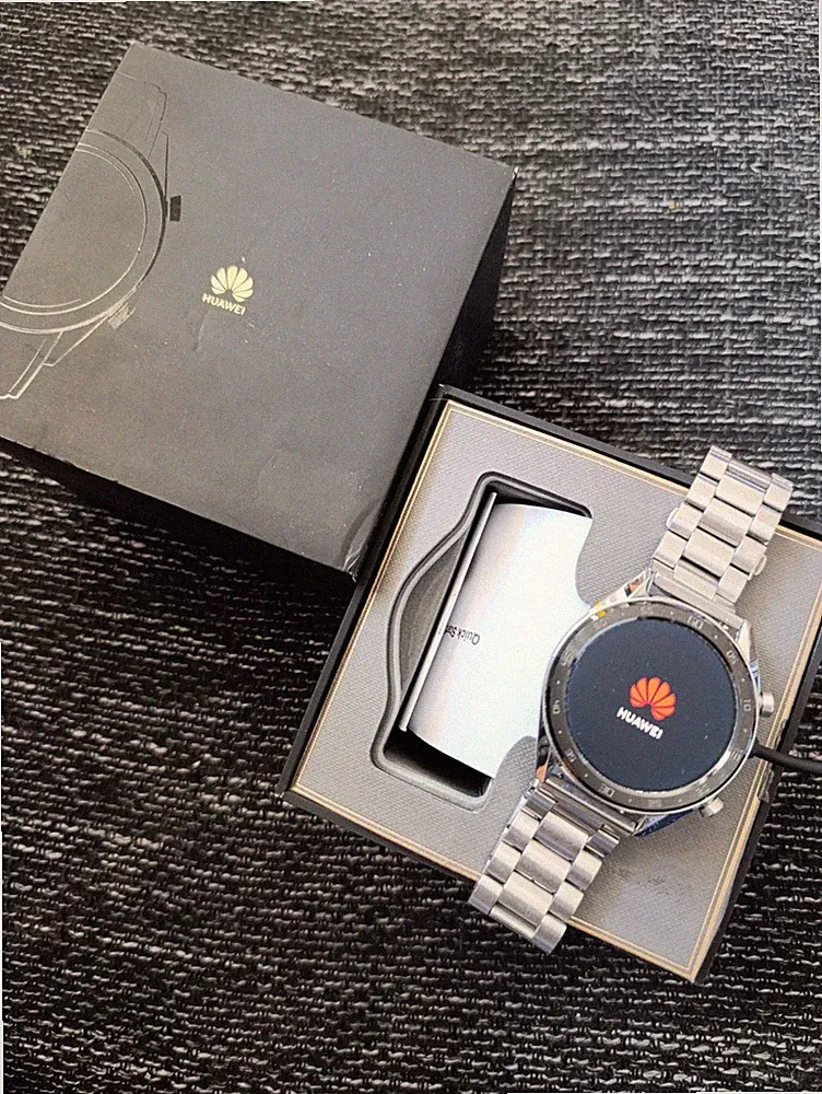 Huawei Watch GT 46 mm Smartwatch silber Edelstahlarmband, Android/iOS kompatibel