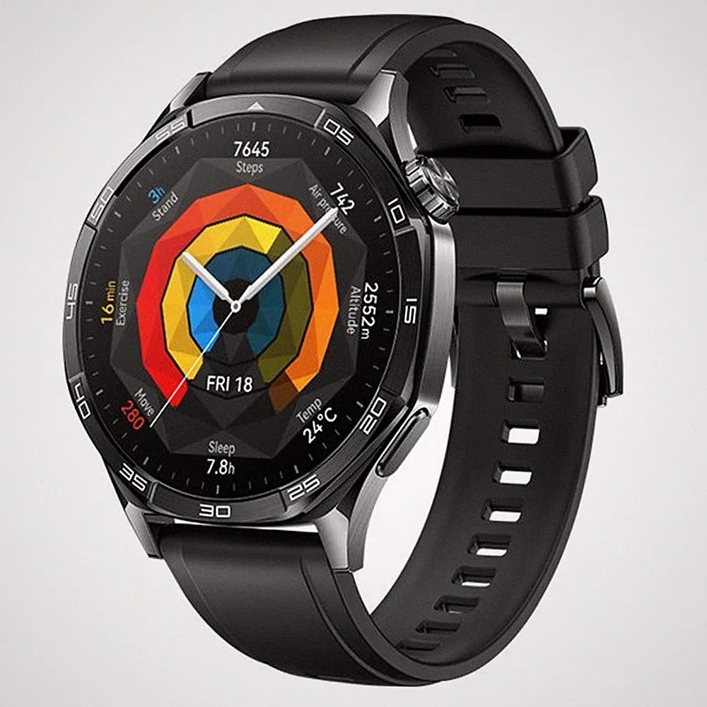 Huawei Watch GT 5 46 mm Edelstahl intelligente Uhr mit Riemen Flouroelastomer