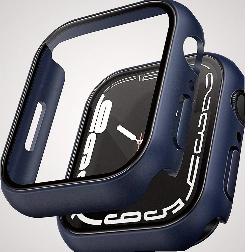 Hülle für Apple Watch Series 9 8 7 45mm 360° Stoßfest mit 9H Displayschutz Blau