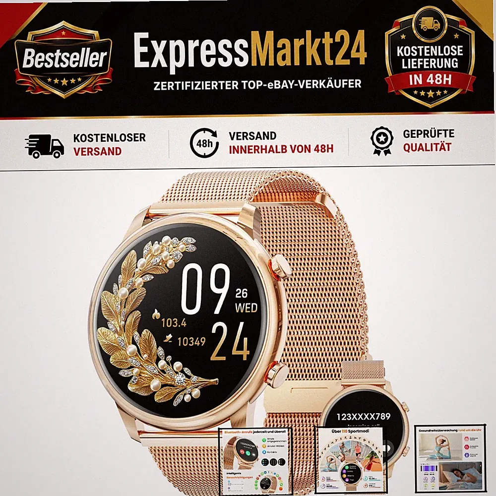 Hwagol Smartwatch 1.39" Touchscreen Bluetooth Sportuhr für Android