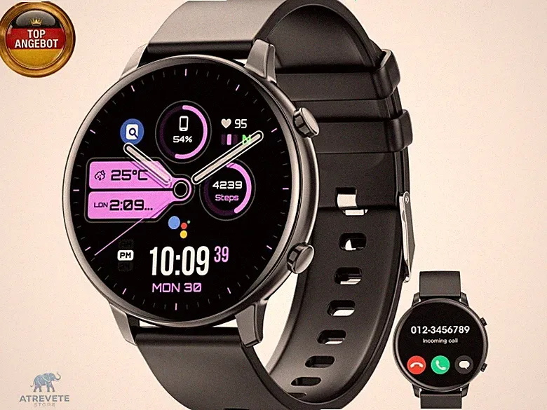 Hwagol Smartwatch Damen Herren, 1.39" Zoll Touchscreen Smart Watch mit