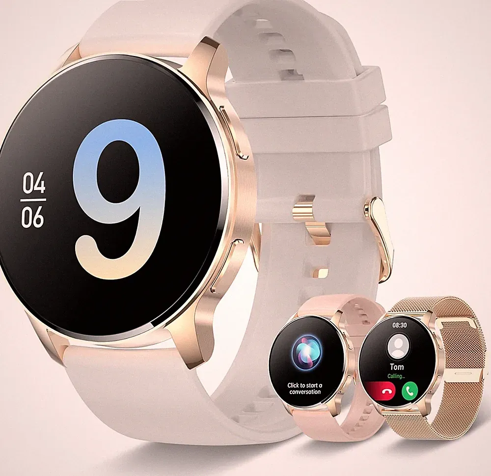 Iaret Smartwatch Damen 1,32 Zoll Touchscreen Fitnessuhr Wasserdicht Schrittzäh