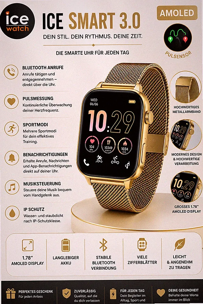 Ice Watch - ICE smart 3.0 - Roségold - 1.78 AMOLED - GPS - 024304 - Smartwatch