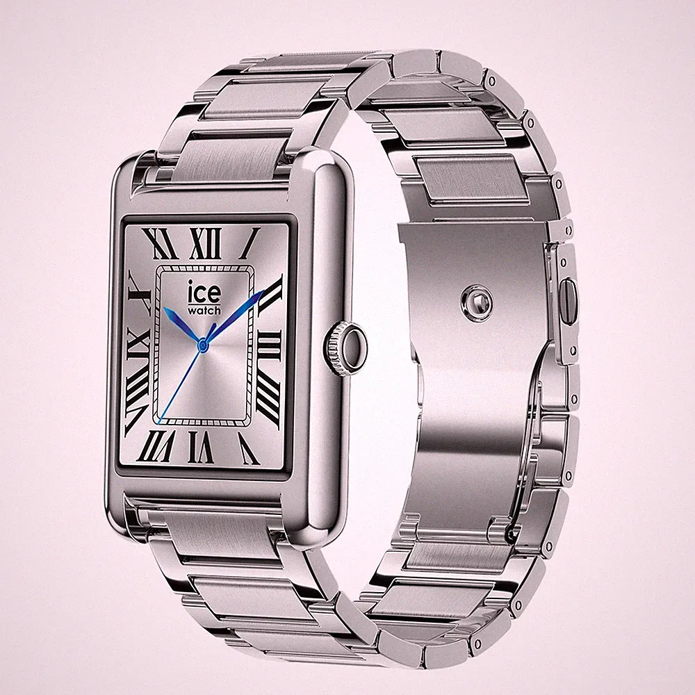 Ice Watch, Rechteckige Smartwatch Ice Smart TK 2.0 mit Edelstahlarmband, Silber